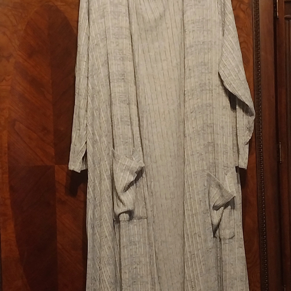 Long Gray Striped Duster Coat